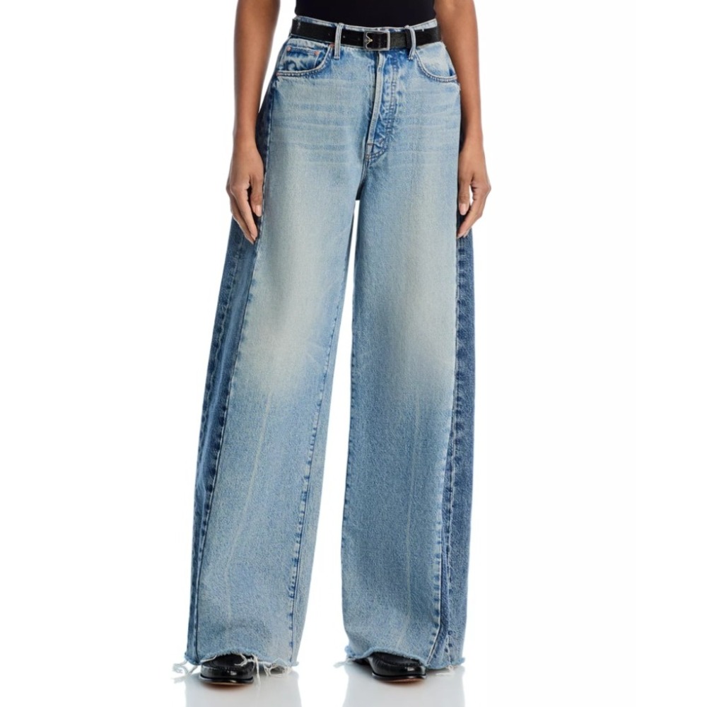 NEW Mother The Pipe-Dream Button Sneak Fray Wide Leg Jean Blinded By The Dark 27 - Picture 2 of 16